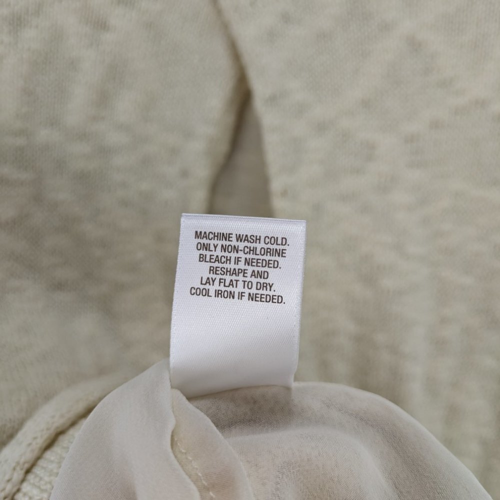 Roz & Ali Cream Crochet Knit Chiffon Trim Sweater - Picture 7 of 8